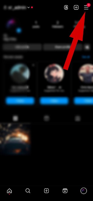 click the Instagram 3 line icon