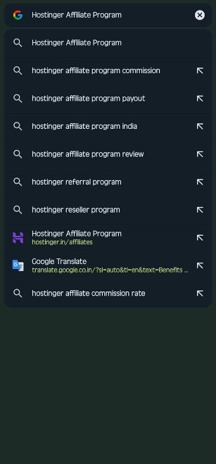 search Hostinger Affiliate Program in the Google