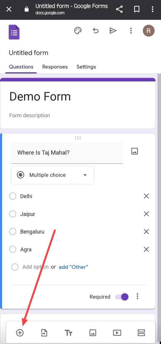 cut and add any option in google form